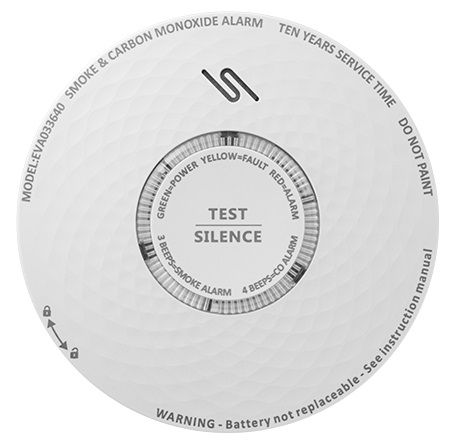 Rauch-/Kohlenmonoxidmelder EVA033640 mit 10-Jahres-Batterie weiss