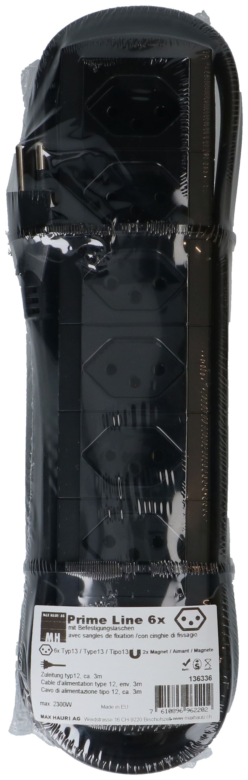 multiprise Prime Line 6x type 13 noir aimant 3m