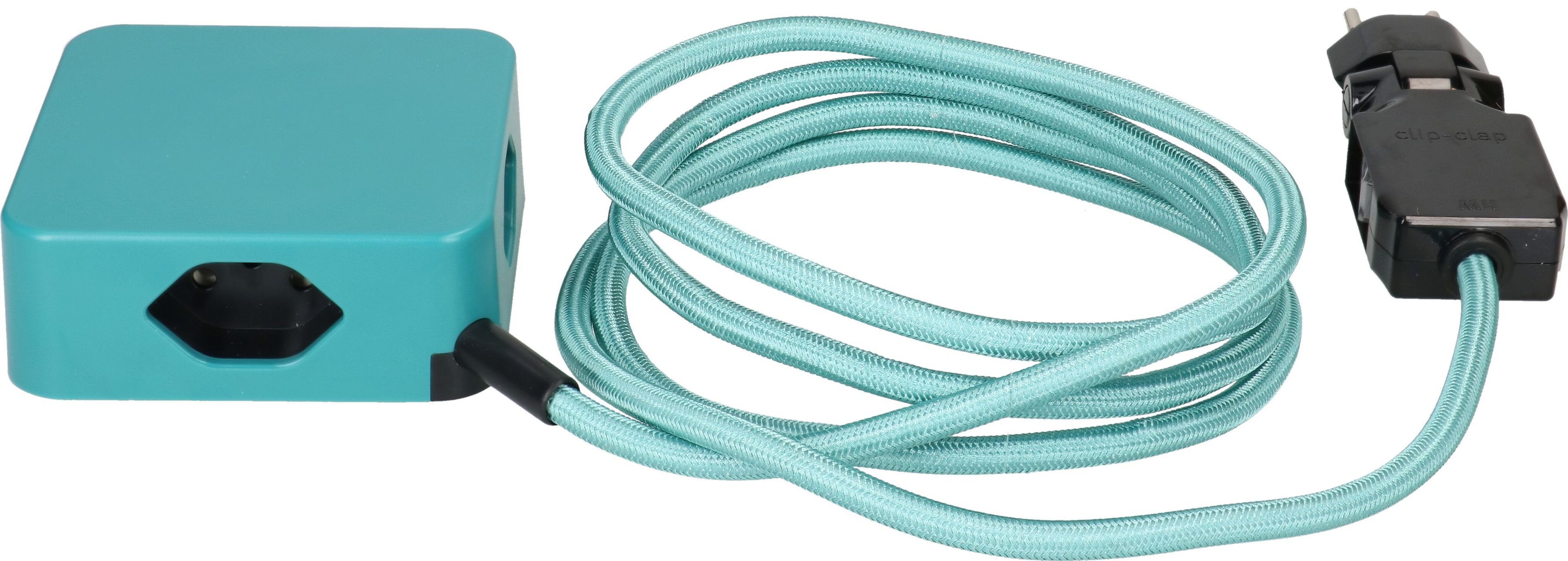 multiprise Cube 3x type 13 turquoise / noir USB 2m clip-clap