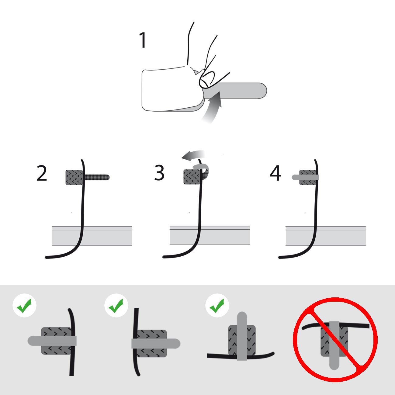 attache-câbles en scratch auto-adhésif noir / 10 pièces