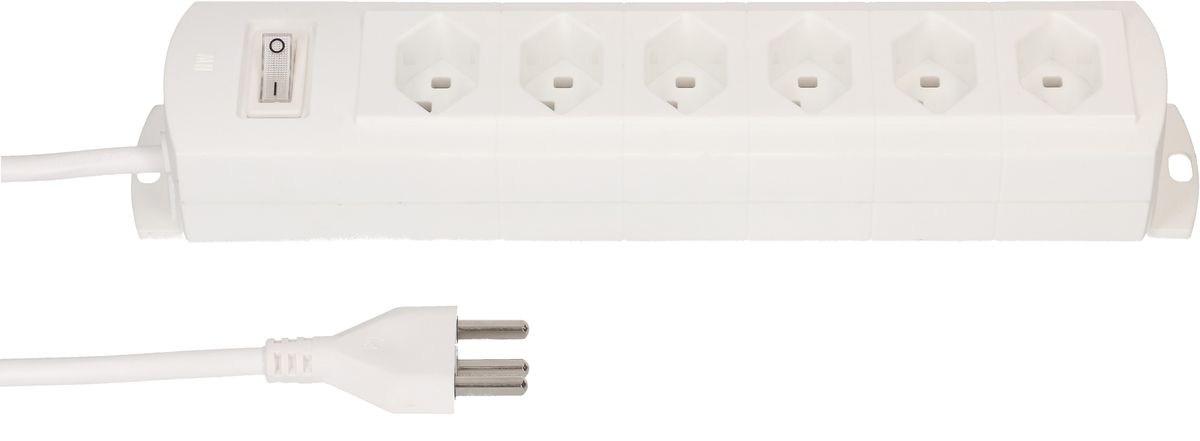 multiprise Prime Line 6x type 23 blanc interrupteur 3m