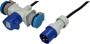 CEE-Verlänger. H07RN-F3G1.5 1.5m sw CEE16-3/CEE16-3 +Typ 23 IP55