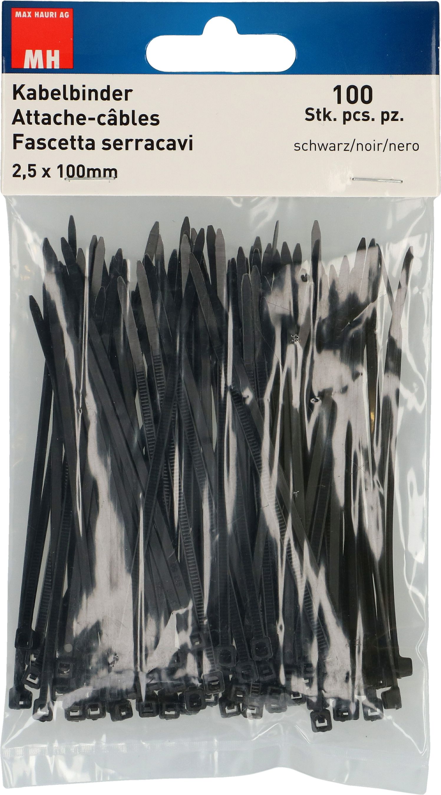 attache câbles noir 2.5x100mm / 100 pièces