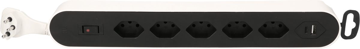 multipresa Design Line 5x tipo 13 USB A+C bi/ne interr. 2.2m pia.