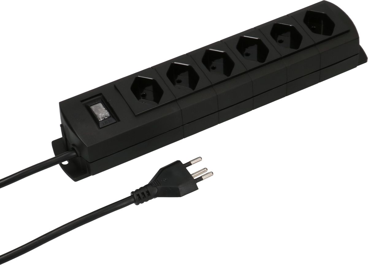 multiprise Prime Line 6x type 13 noir interrupteur 5m