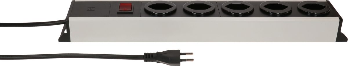 multiprise Power Line 5x type 13 gris/noir interrupteur 1.5m
