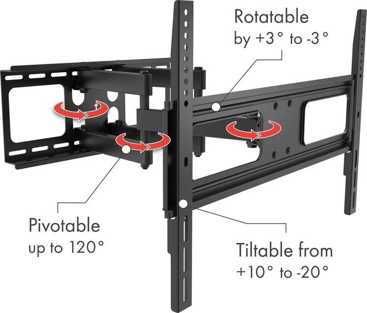 support TV mural MOTION 5 noir inclinable/orientable jusqu'à 50kg