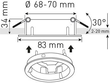 Einbaurahmen Ø68 weiss für LED-Lampen mit GU10-Sockel