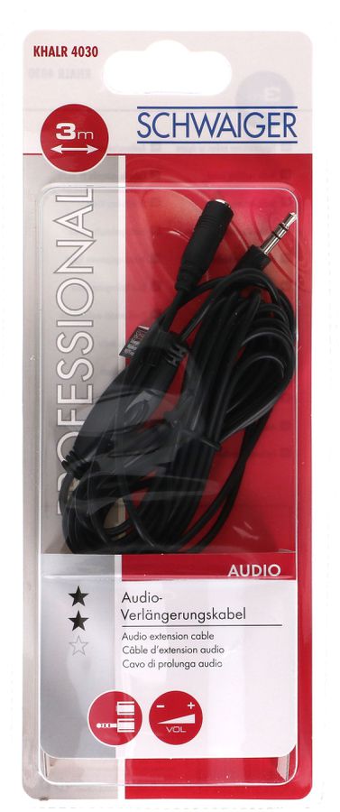 rallonge audio stéréo fiche/prise jack réglage du volume 3m noir