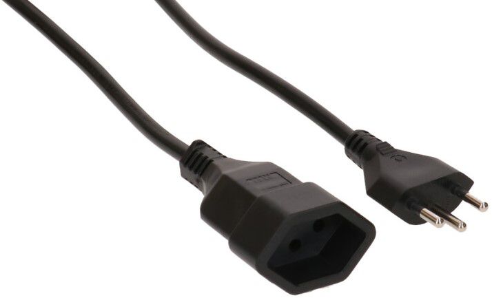 Rallonge TD H05VV-F3G1,0 2m noir type 12 / type 13