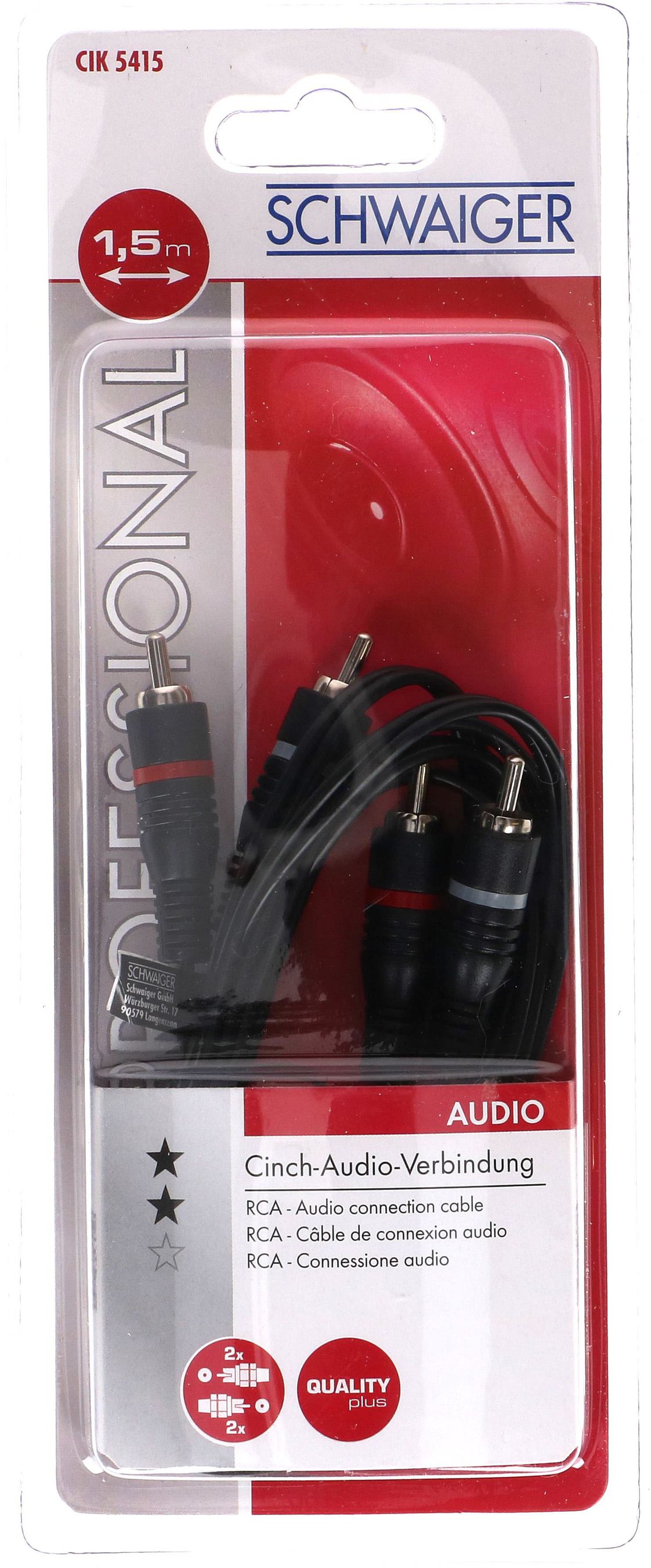 câble audio RCA HQ stéréo 1.5m noir