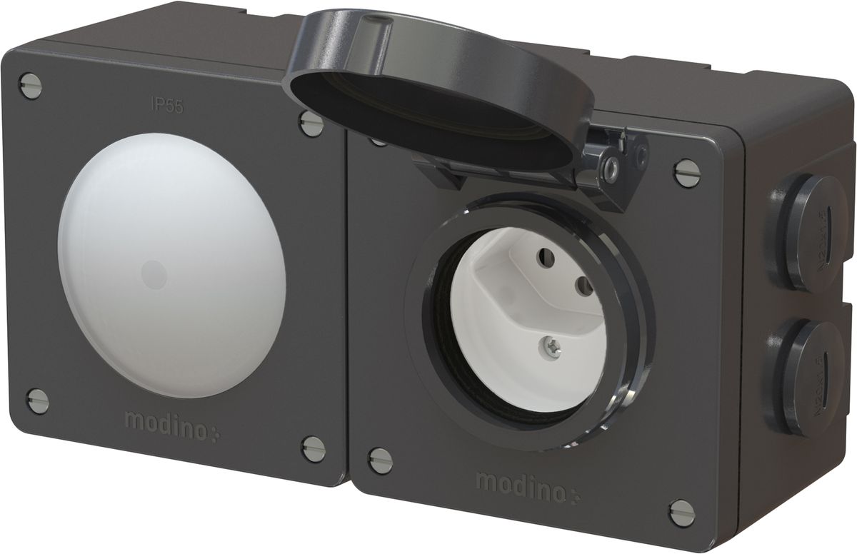 combinazione pulsante NA/NC ill. / tipo 13 dim.2x1 AP exo IP55 ne