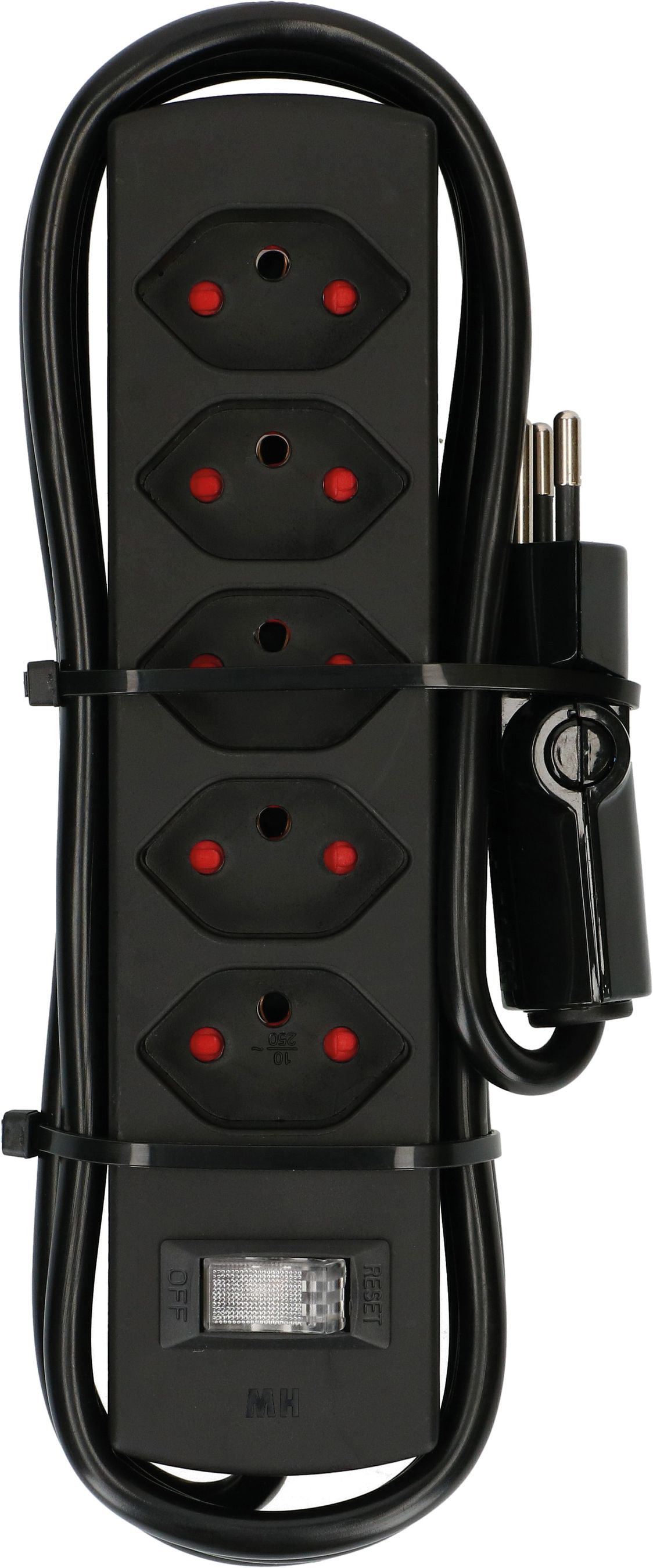 multiprise Safety Line 5x type 13 BS noir interrupteur 2m cli.