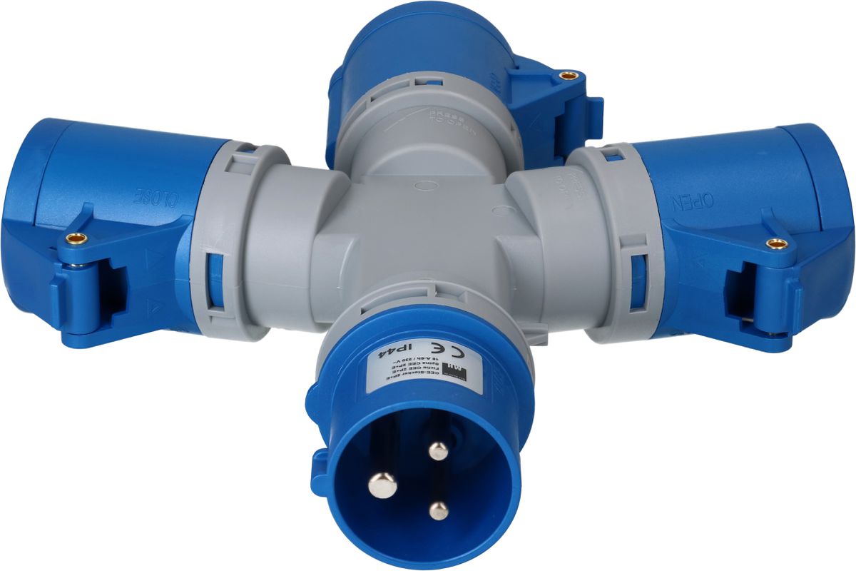 distributeur en étoile 1x CEE16 fiche 3x CEE16 prises 230V IP44