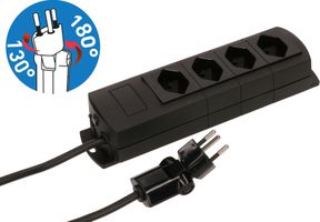 multiprise Prime Line 4x type 13 noir 3m clip-clap