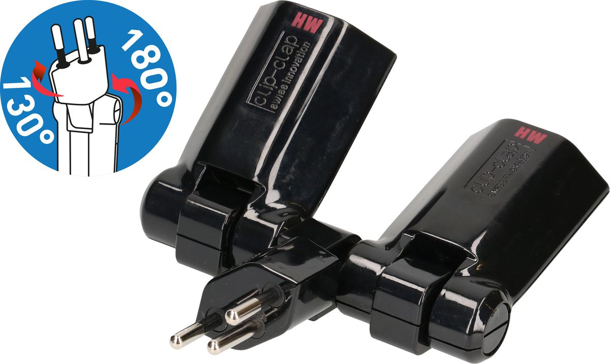 multi adaptateur clip-clap 2x type 13 3 pôles noir BS