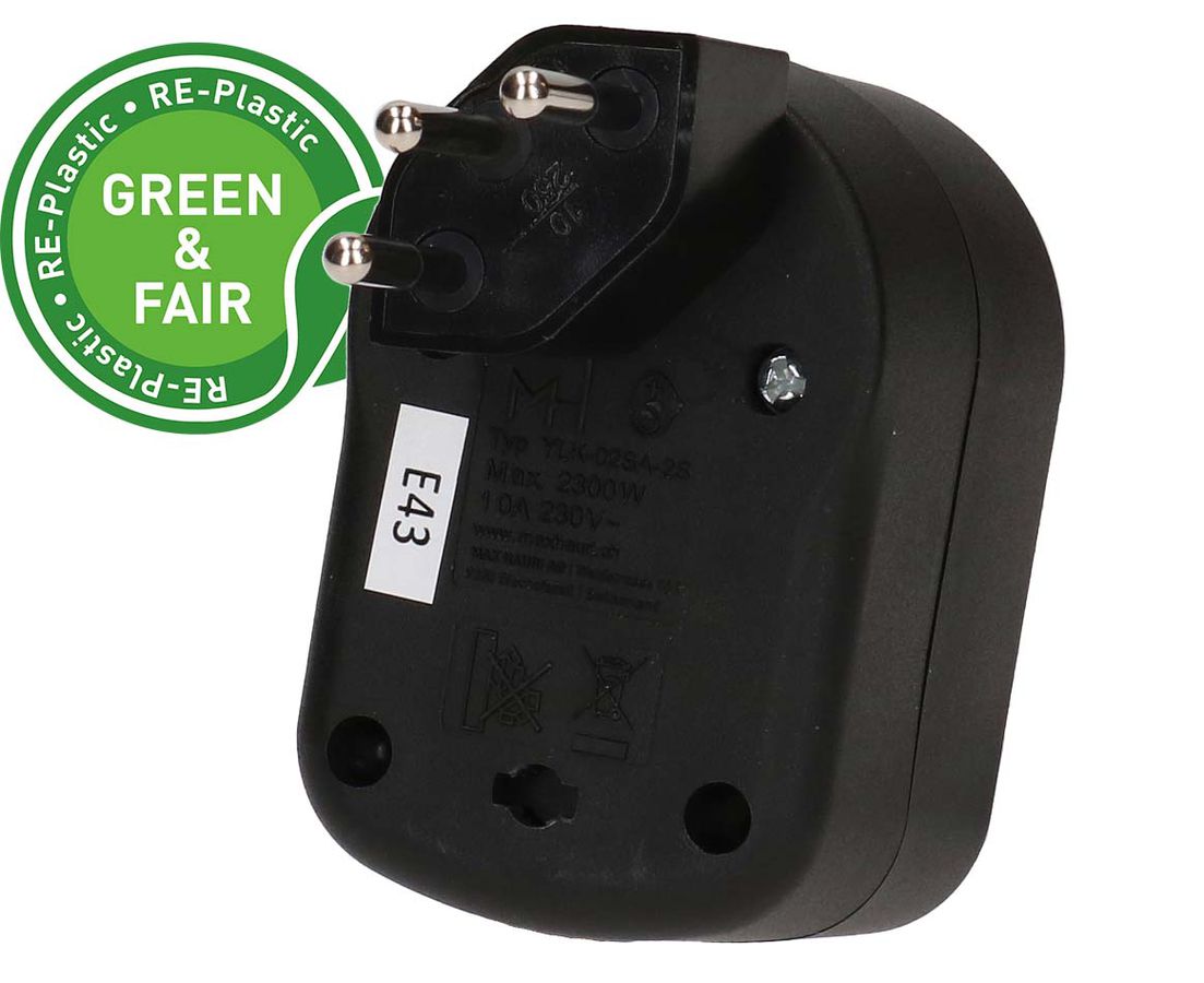 multi adaptateur ADAPT 2x type 13 noir rotatif Green+Fair