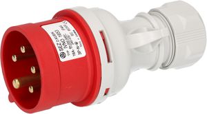 fiche CEE avec inverseur de phase 3P+N+E 400V/16A rouge IP44