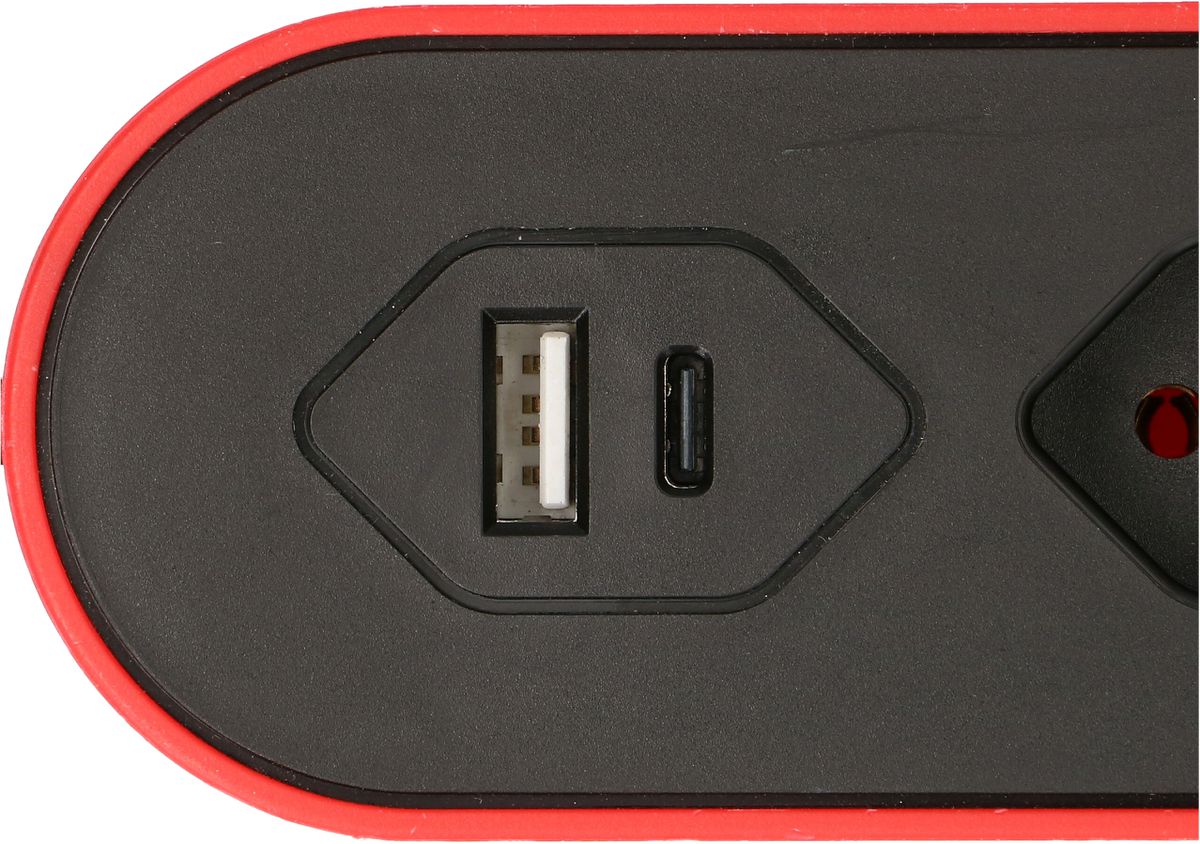 multipresa Design Line 5x tipo 13 USB A+C ro/ne interr. 2.2m pia.