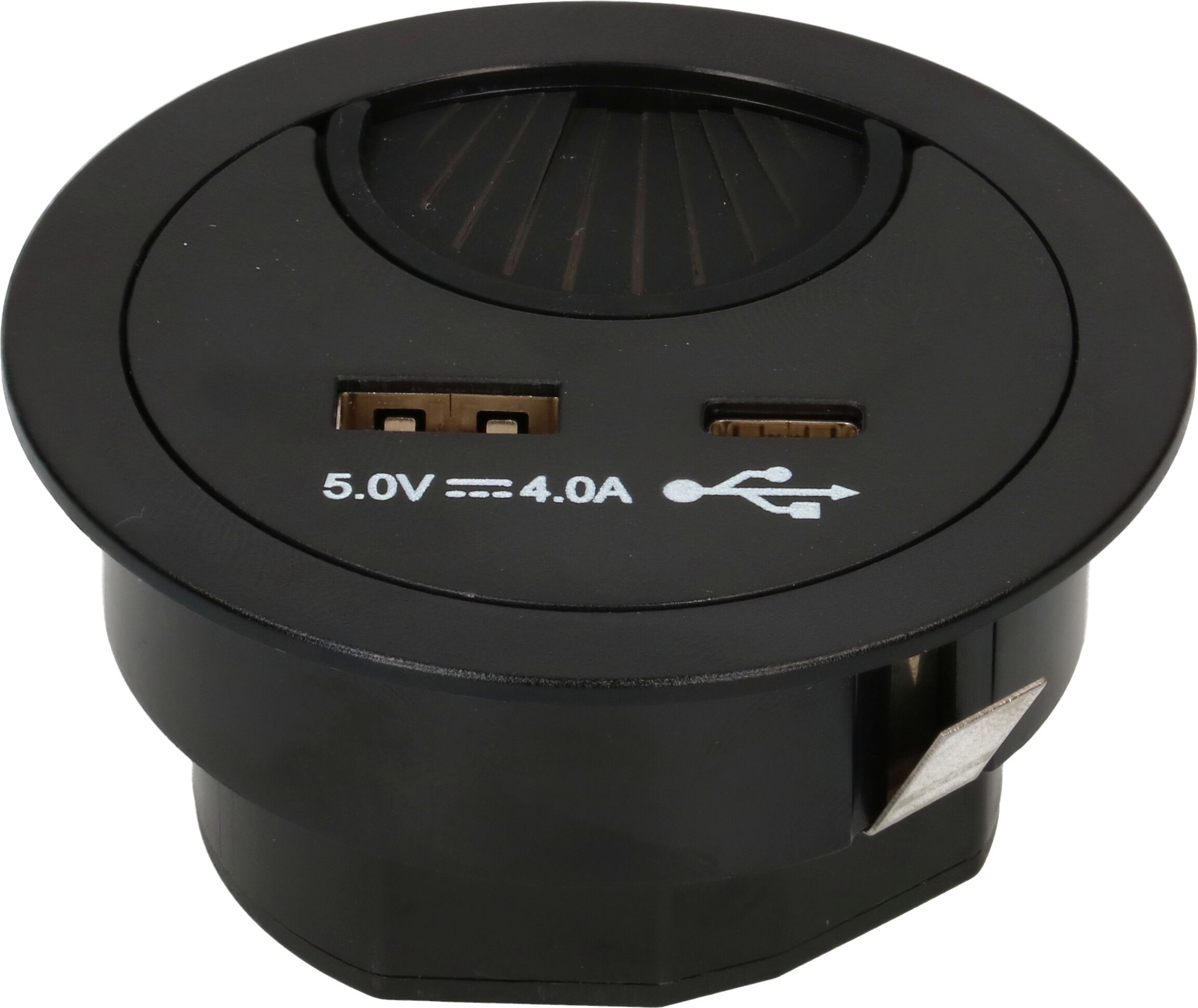 passe-câble avec USB-A et USB-C Charger noir