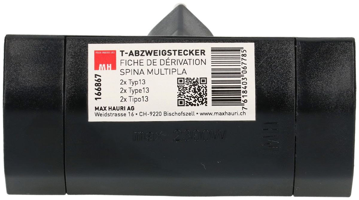 multi adaptateur 2x type 13 3 pôles noir