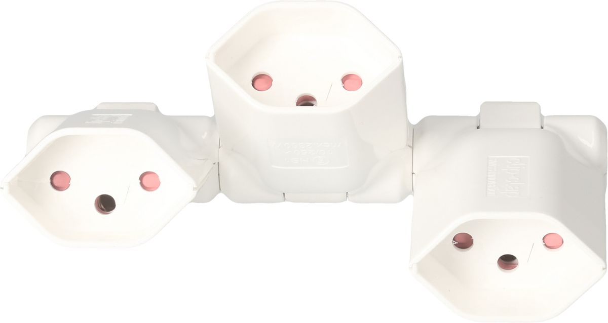 multi adaptateur clip-clap 3x type 13 3 pôles blanc BS