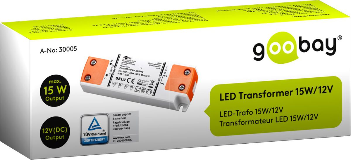 LED-Trafo 12 V/15 W nicht dimmbar