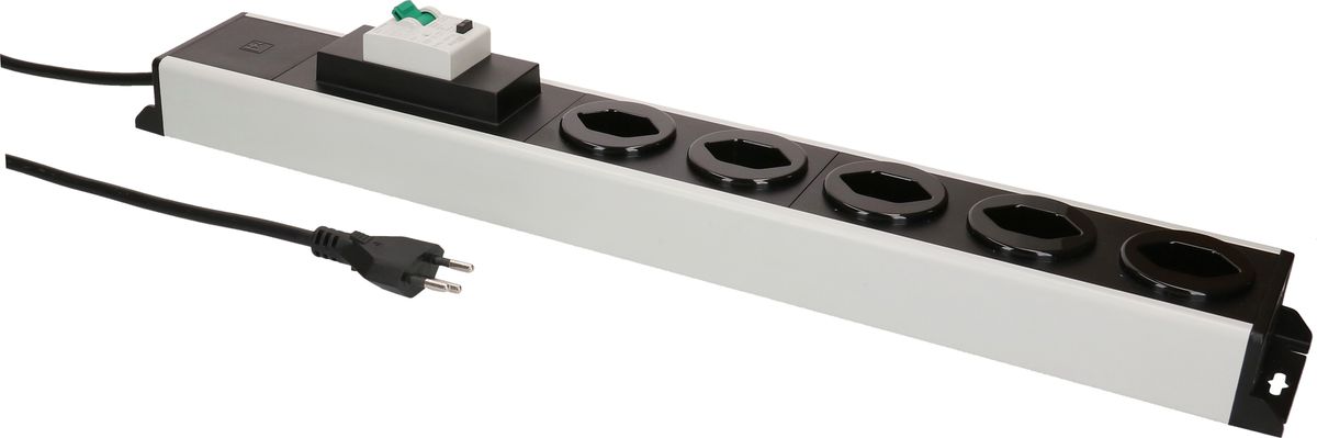 multiprise Power Line 5x type 13 gris/noir FI 30mA / 10A 1.5m