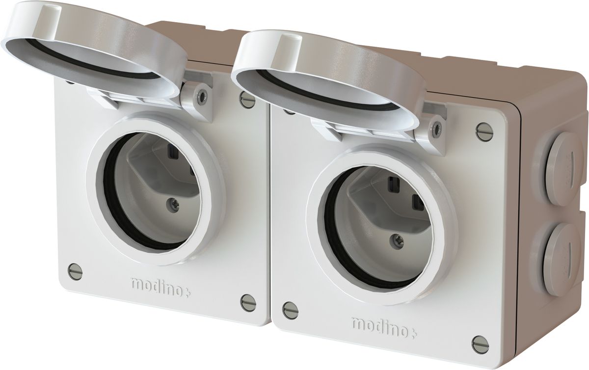 combinazione tipo 23 / tipo 23 dim.2x1 AP exo IP55 bianco