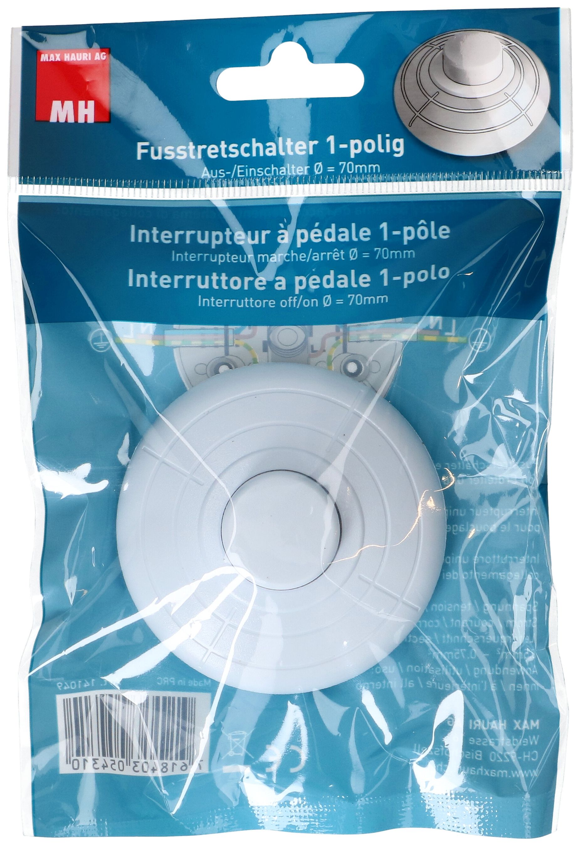 Interrupteur à pied 1pôles OFF 2(1)A blanc