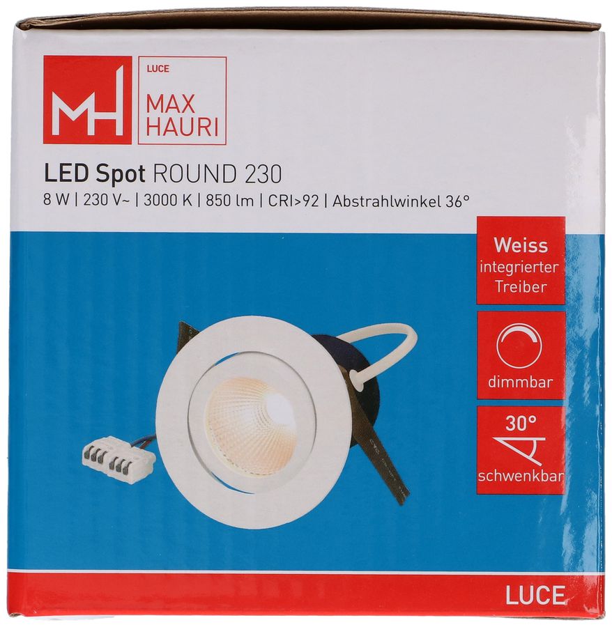 spot encastré à LED ROUND 230 Ø80 blanc 3000K 850lm 36°