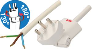 TD câble secteur H05VV-F3G1.0 5m blanc clip-clap type 12