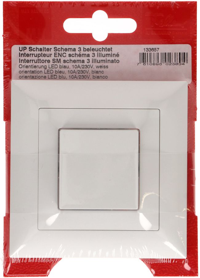 Druckschalter Schema 3 blau beleuchtet UP EdizioDue weiss