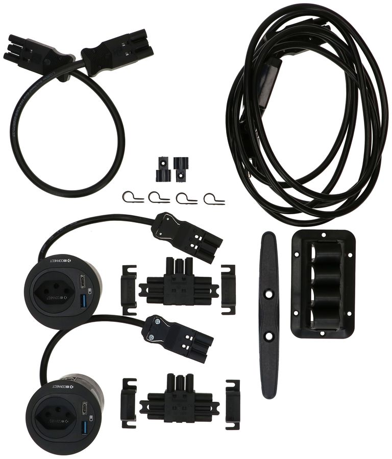 Twin set di raccordi ATOM presa multipla nero tipo 13 USB-A/C
