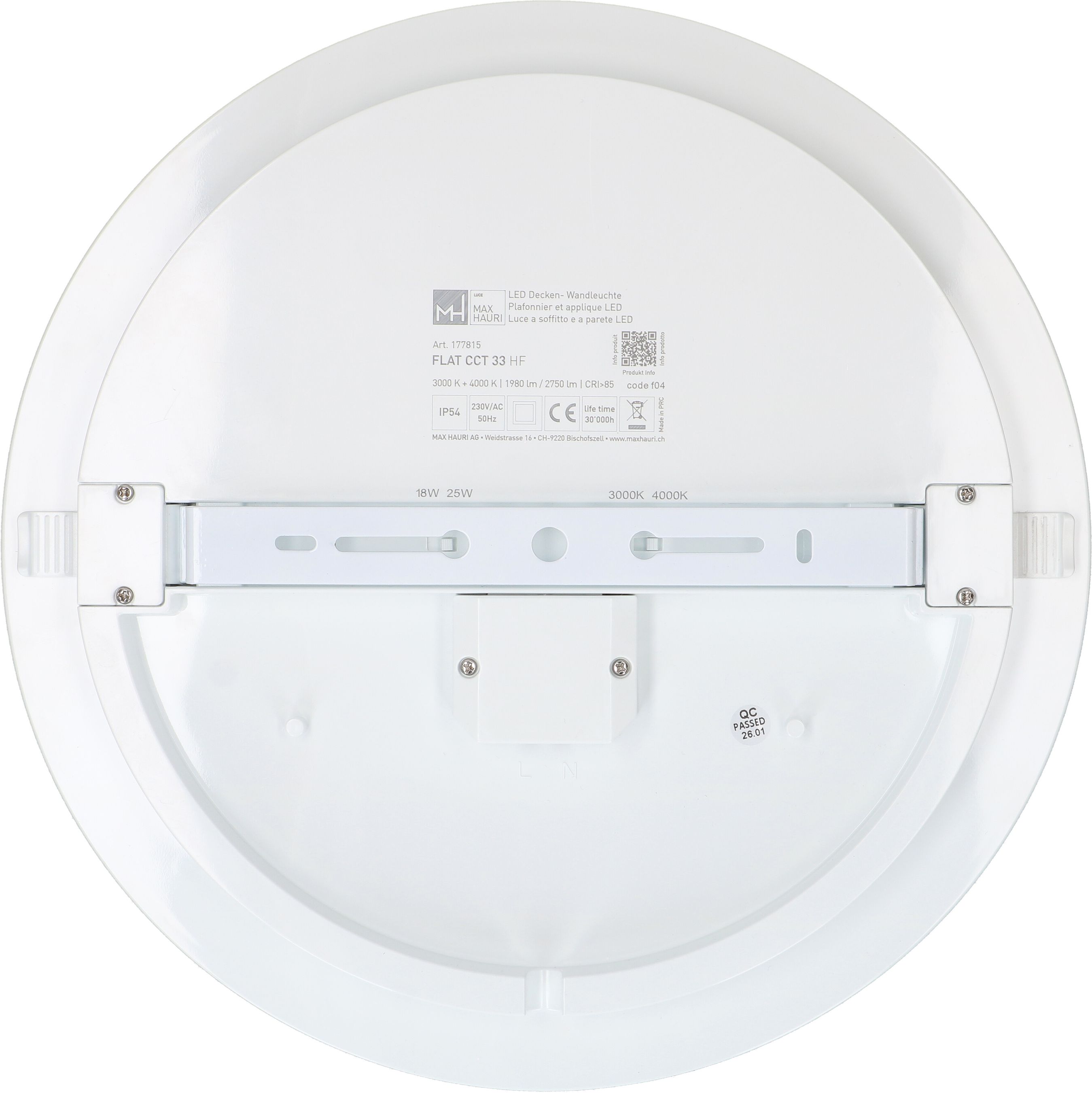 Deckenleuchte FLAT CCT 33 HF 18/25W 1980/2750lm