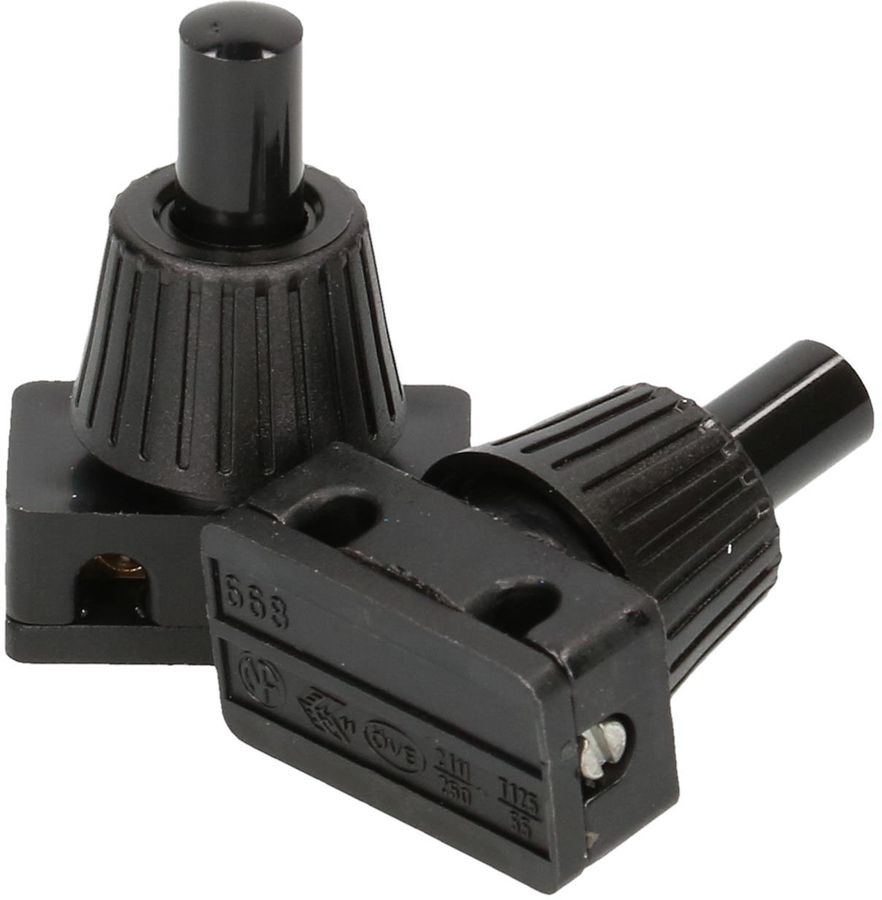 interrupteur à poussoir M10x1 noir 2A 250V 2 pièces