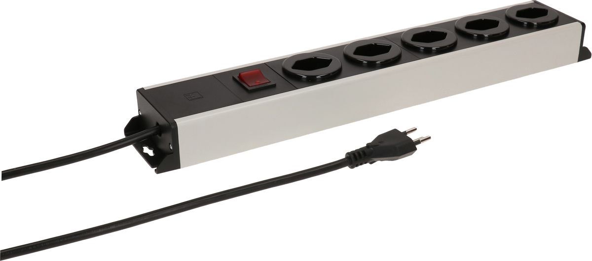multiprise Power Line 5x type 13 gris/noir interrupteur 1.5m