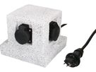 prises de jardin 4x type 13 IP55 blanc aspect pierre