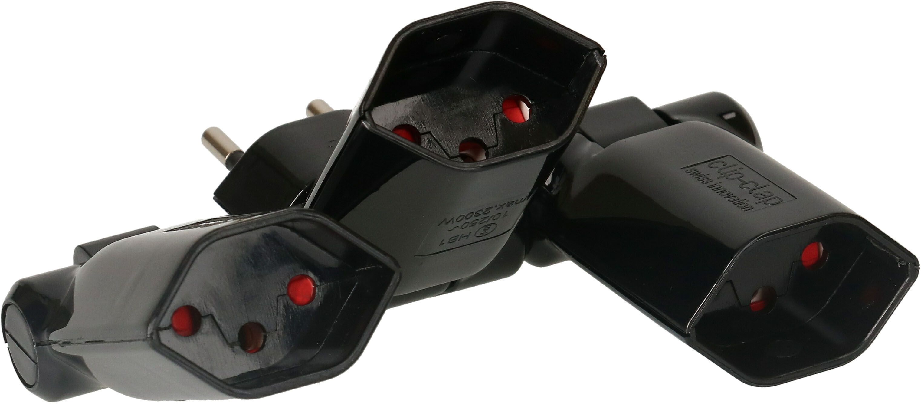 multi adaptateur clip-clap 3x type 13 3 pôles noir BS