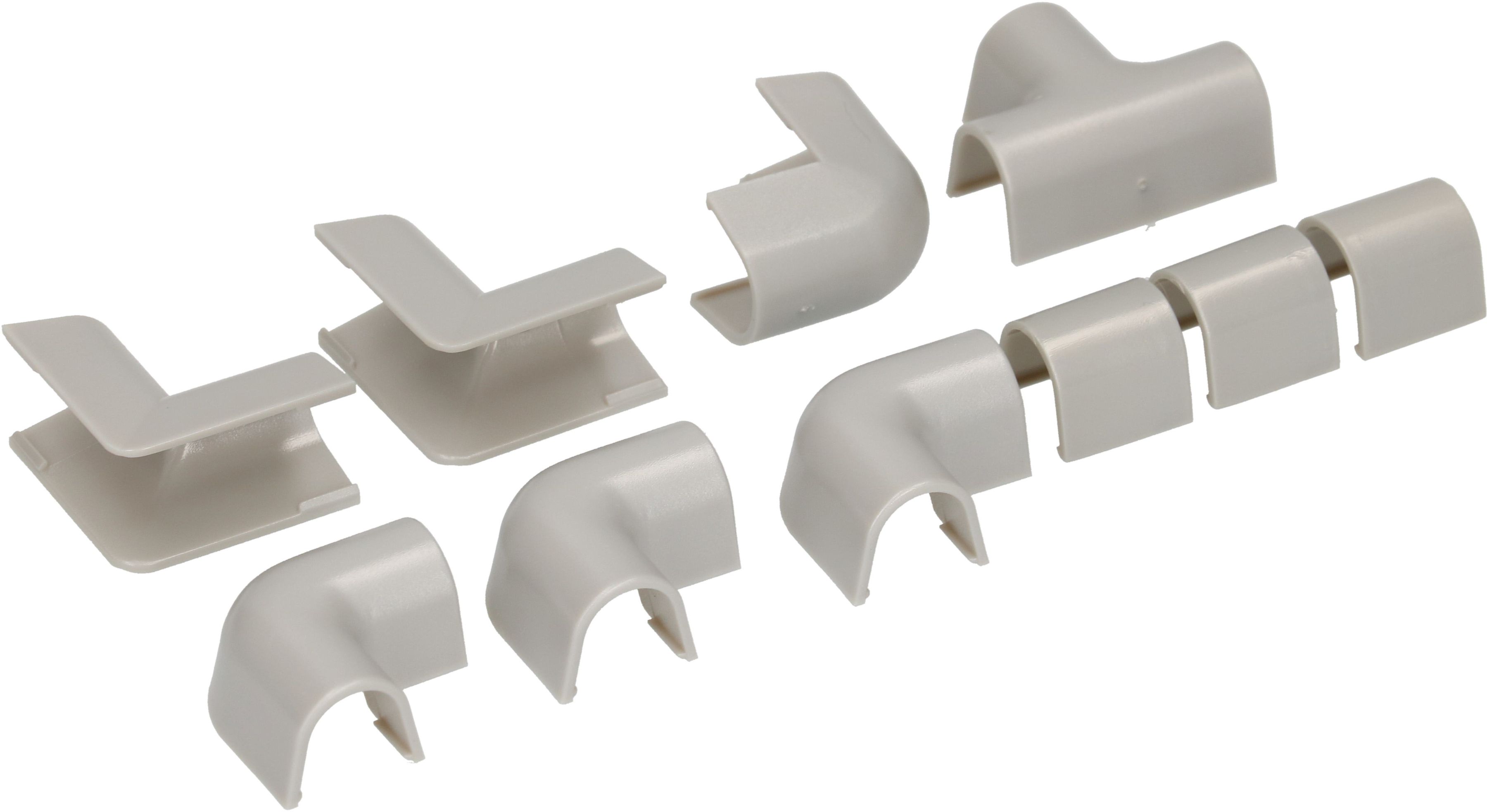 Raccords de goulotte 7mm gris assorti 10 pcs.