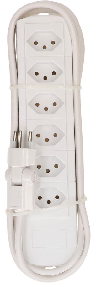 multiprise Prime Line 6x type 13 blanc aimant 3m clip-clap