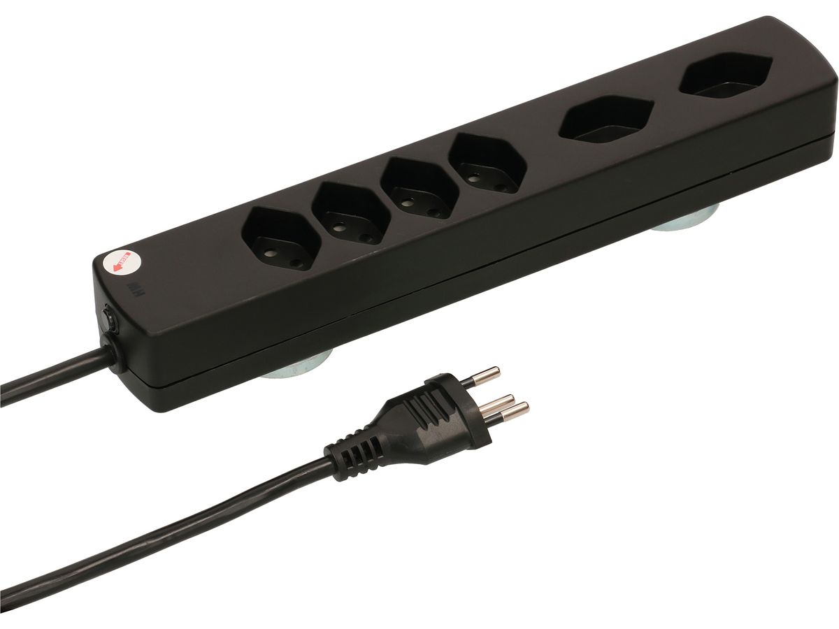 multiprise Safety Line 6x type 13 2x 90° noir aimant 4m