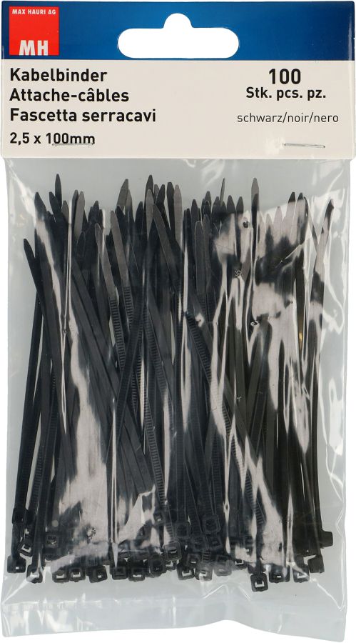 attache câbles noir 2.5x100mm / 100 pièces