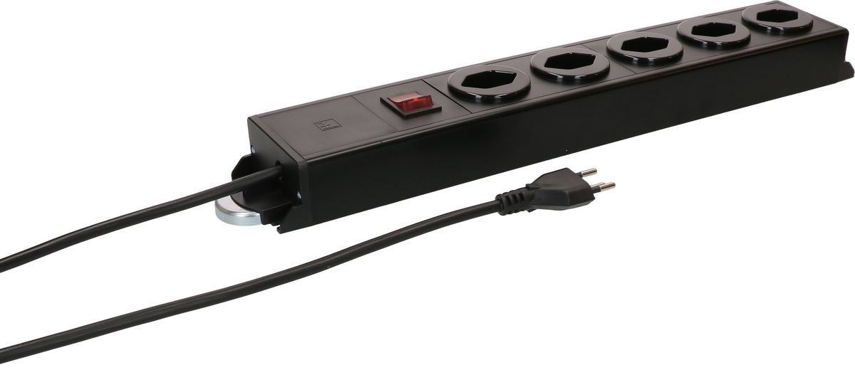 multiprise Power Line 5x type 13 noir/noir interrup. 1.5m aimant