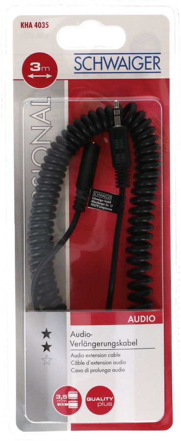 rallonge audio stéréo fiche/prise jack en spirale 3m noir