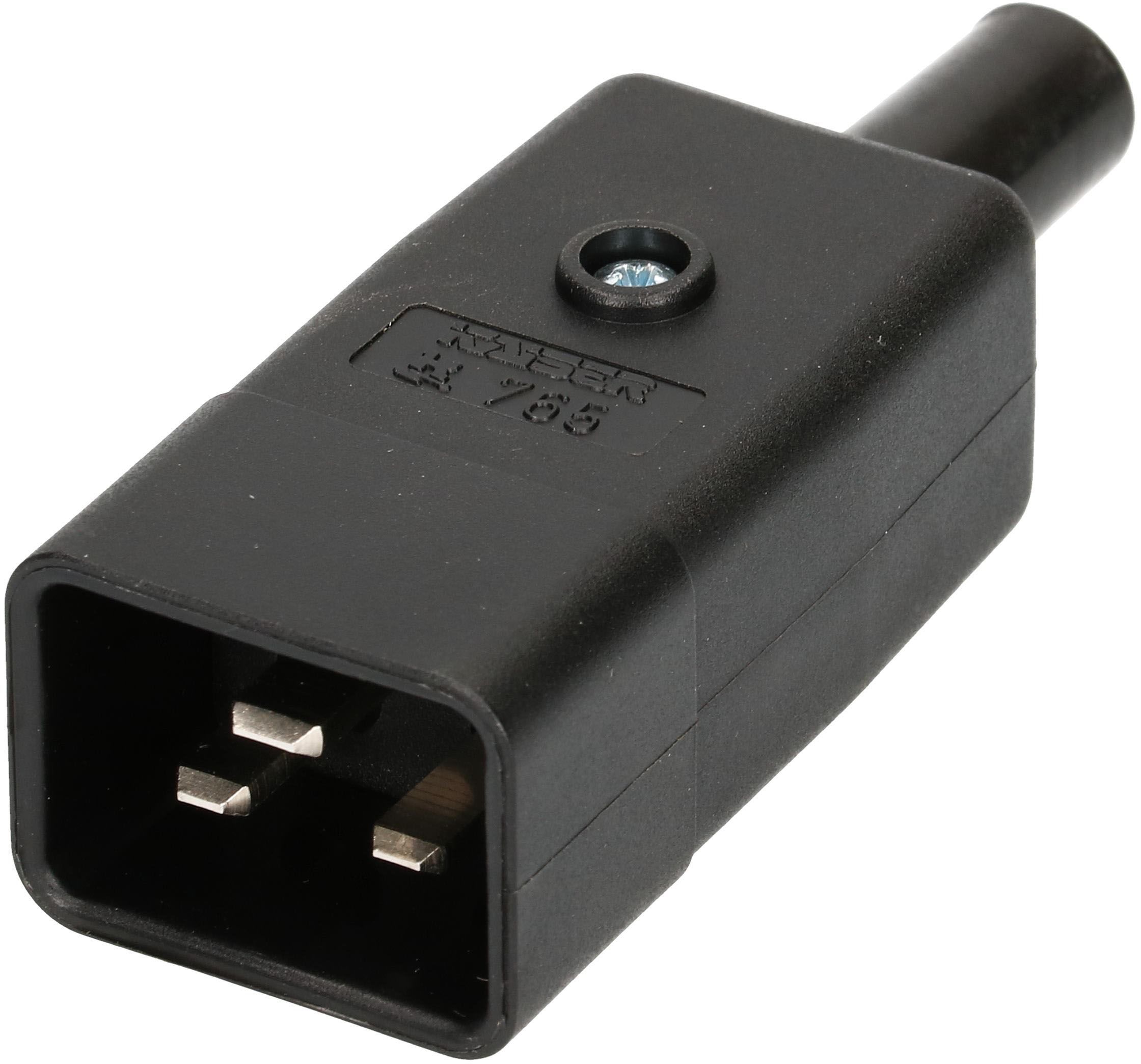 fiche de connecteur type C20 3 pôles noir