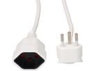 Rallonge TD H05VV-F3G1.0 3m blanc BS type 12 / type 13