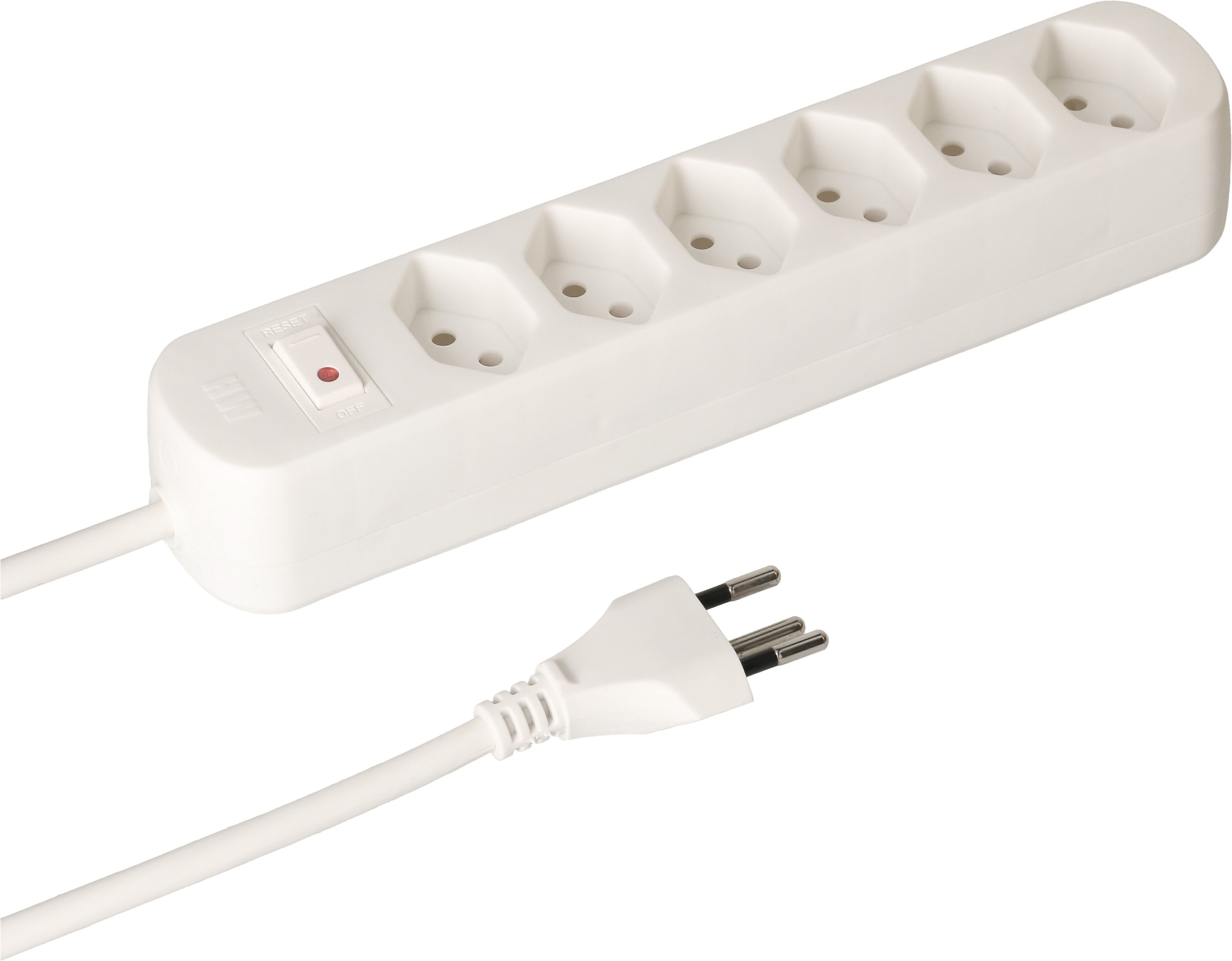 Steckdosenleiste Basic Line 6x Typ 13 weiss Schalter 1.5m