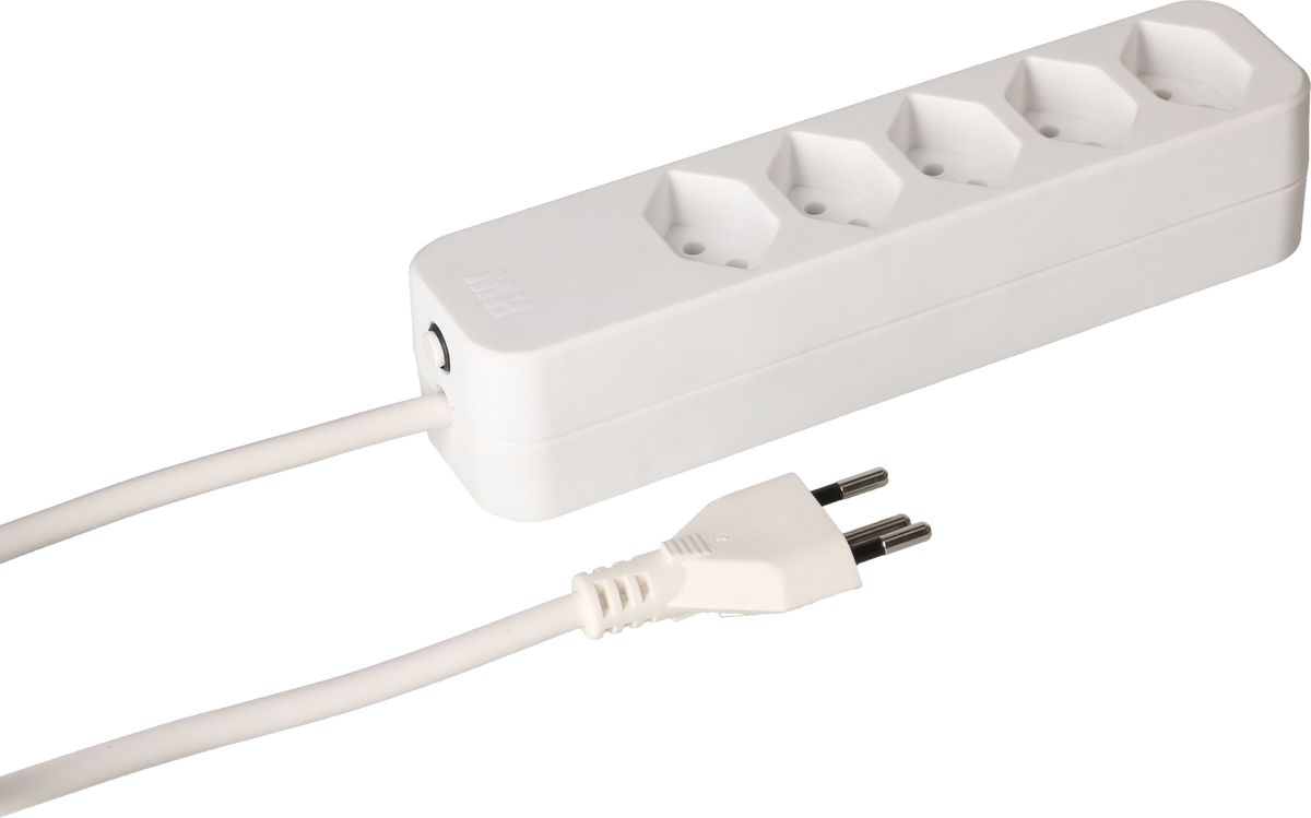 multiprise Swiss Line 5x type 13 blanc 5m