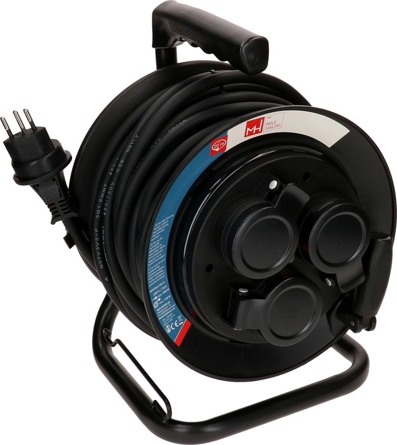 enrouleur de câble 3x type IP55 13 20m noir